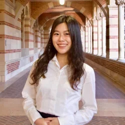 Alina Ryu standing in the hallways of Royce Hall at UCLA.